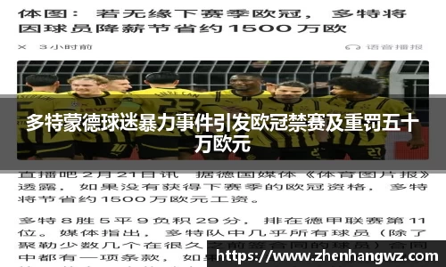 多特蒙德球迷暴力事件引发欧冠禁赛及重罚五十万欧元